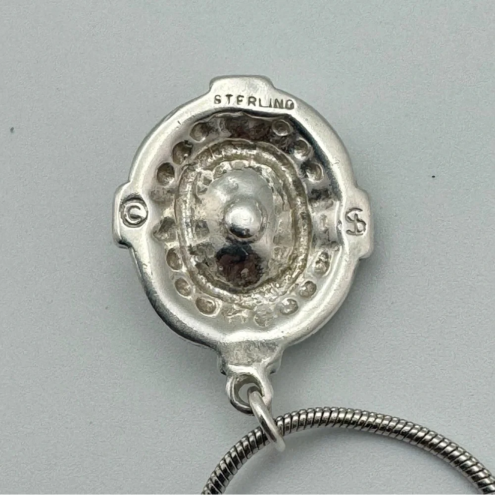 Sterling Silver Cameo Pendant Necklace with CZ Accents